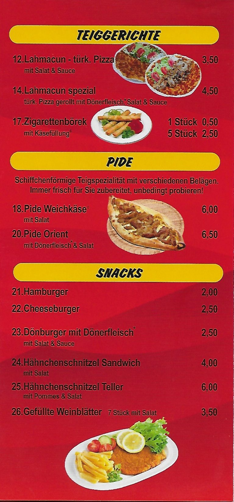 Speisekarte Star Döner & Pizza Nauheim